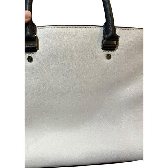 MICHAEL KORS Extra Large White Black Tote Bag Crossbody Saffiano Leather Selma - Picture 12 of 12